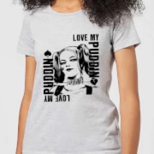 Image of DC Comics Suicide Squad Harley Love Puddin Womens T-Shirt - Grey - S