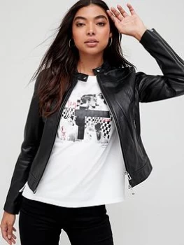 Image of HUGO Lasena Leather Jacket - Black Size M Women