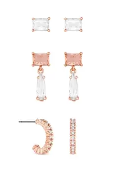 Image of Rose Gold Light Peach Delicate Mixed Earrings - Pack of 3