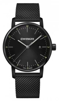 Image of Wenger Urban Classic Black Mesh Bracelet Black Dial Watch