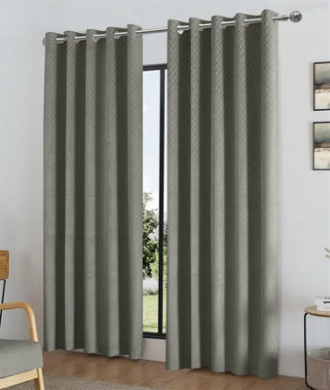 Image of Alan Symonds Temple Velvet Blackout Ring Top Curtains - Silver Silver One Size