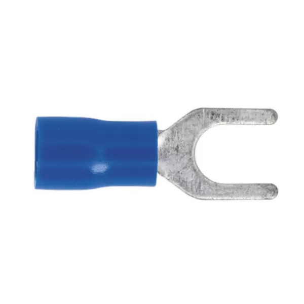 Image of Genuine SEALEY BT14 Easy-Entry Fork Terminal Ø5.3mm (2BA) Blue Pack of 100