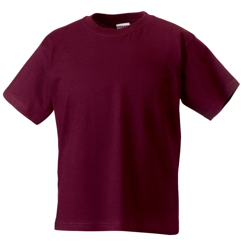 Image of Jerzees Schoolwear Jerzees Schoolgear Classic Plain T-Shirt in Burgundy Size: 3-4 Years Burgundy Unisex 3-4 Years