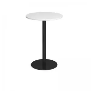 Image of Monza circular poseur table with flat round Black base 800mm - white