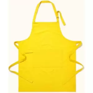 Image of Homescapes - Plain Yellow Cotton Apron - Yellow