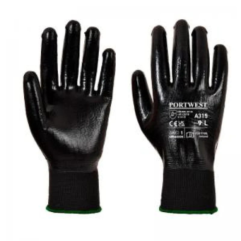 Image of Portwest All Flex Nitrile Grip Gloves A315K8RS Colour: Black