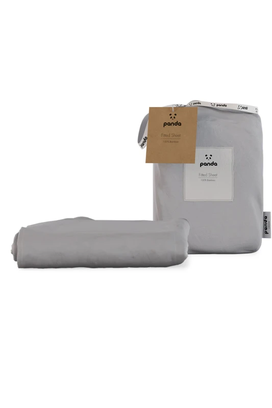 Image of Panda London 100% Bamboo Bedding Fitted Sheet in Mid Grey Size: Small Double Mid Grey Unisex Small Double
