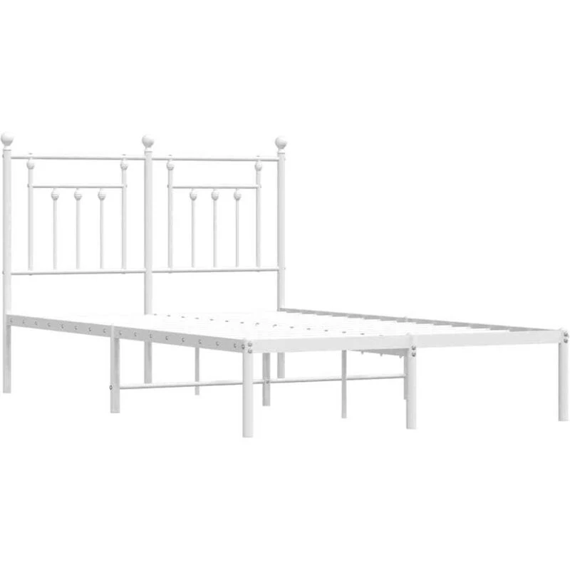 Image of JINLEFU Metal Bed Frame without Mattress with Headboard White 120x190cm vidaXL JRVDZX-353583_DE