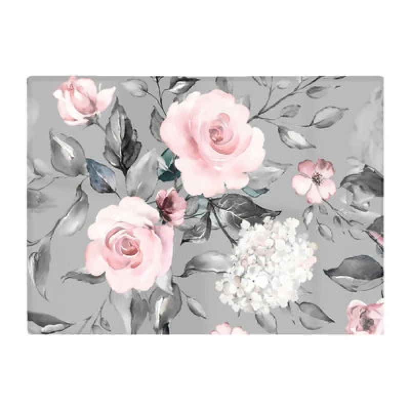 Image of Warren Reed Designer Dusty Pink Roses Glass Chopping Board