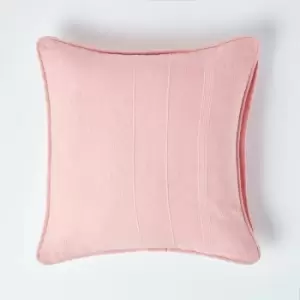 Image of Homescapes - Cotton Rajput Ribbed Pink Cushion Cover, 60 x 60cm - Pink