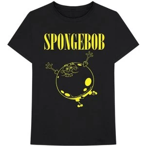 Image of Nickelodian - Spongebob Inflated Sponge Unisex Medium T-Shirt - Black