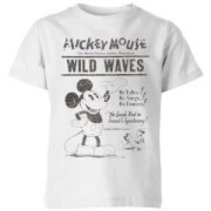 Image of Disney Retro Poster Wild Waves Kids T-Shirt - White - 3-4 Years