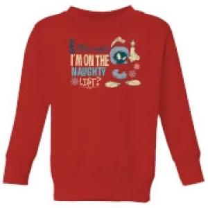 Image of Looney Tunes Martian Who Said Im On The Naughty List Kids Christmas Sweatshirt - Red - 5-6 Years