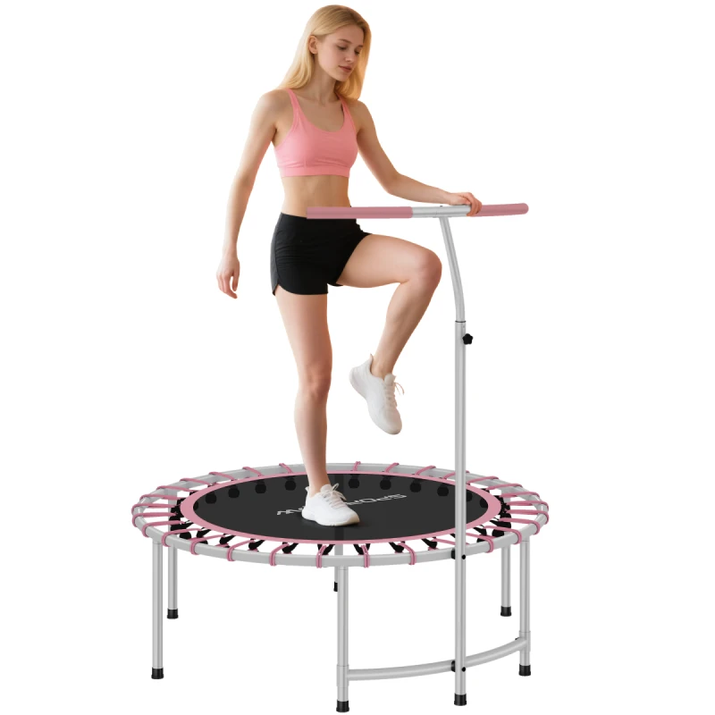 Image of SPORTNOW SPORTNOW Fitness Trampoline with Adjustable Handle - Pink
