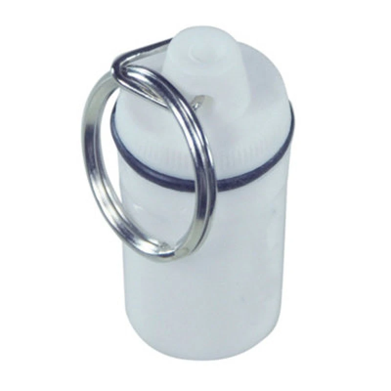 Image of Loops Keyring Personal Pill Storage Compartment - White Plastic - Screw on Lid White