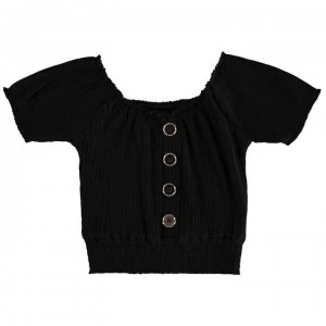 Image of Firetrap Shirred Crop Top Junior Girls - Jet Black