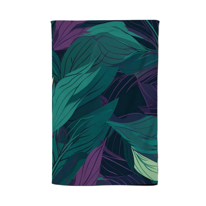Image of Warren Reed - Designer Green Purple Tropical Leaves Tea Towel Green Unisex