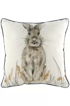 Image of Oakwood Hare Hand-Painted Printed Cushion