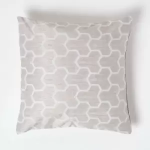 Image of HOMESCAPES Geometric Natural Jacquard Cushion Cover, 45 x 45cm - Natural