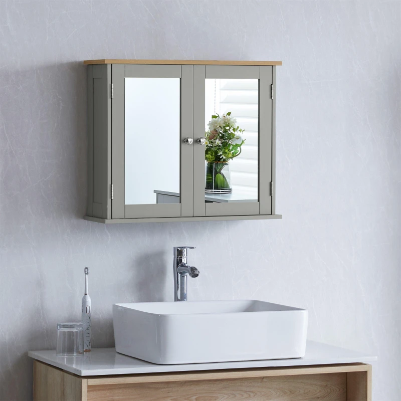 Image of Lassic Bath Vida Priano 2 Door Mirrored Wall Cabinet Grey unisex 2 Door