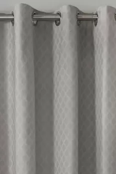 Image of 'Croma' Geometric Jacquard Pair of Eyelet Curtains