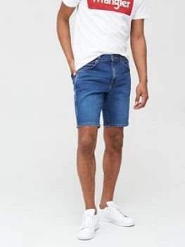 Image of Wrangler 5 Pocket Denim Shorts - Mid Blue