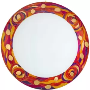 Image of 14-kolarz - Design ceiling lamp SERENA 24 Carat Gold 3 bulbs, red shade