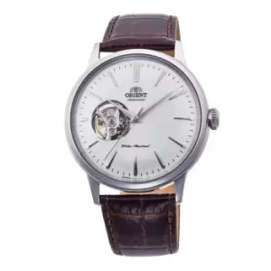 Image of Orient Bambino Open Heart White Dial Brown Leather Strap Mens Watch RA-AG0002S10B