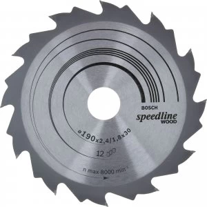 Image of Bosch Speedline Wood Cutting Saw Blade 190mm 12T 30mm
