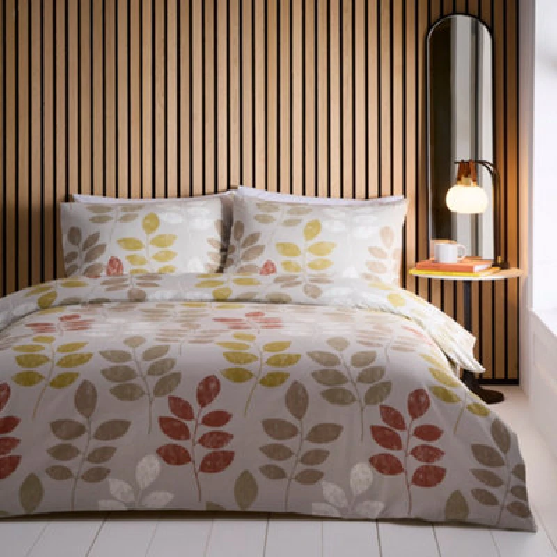 Image of Portfolio Home Avani Retro Floral Natural Super King Soft Easy Care Bed Linen Bedding Duvet Cover Quilt Set With Pillow Cases