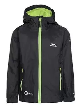 Image of Boys, Trespass Unisex Qikpac - Kids Packaway Jacket Tp75, Black, Size 11-12 Years