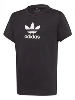 Image of adidas Originals Girls Trefoil Tee - Black, Size 4-5 Years, Women