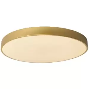 Image of Lucide UNAR - Flush Ceiling Light - Ø60cm - LED Dim. - 1x60W 2700K - 3 StepDim - Matt Gold, Brass