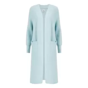 Image of Yumi Blue Soft Touch Knitted Maxi Cardigan - Blue