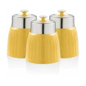 Image of Swan Retro Set of 3 Canisters Yellow - YELLOW