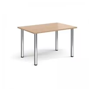 Image of Rectangular chrome radial leg meeting table 1200mm x 800mm - beech