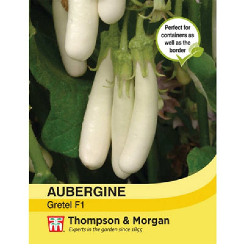 Image of Thompson & Morgan Aubergine Gretel F1 1 Seed Packet (5 Seeds)