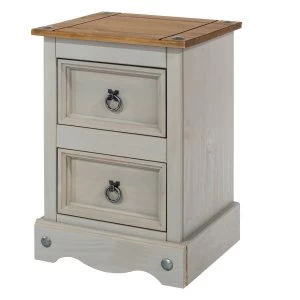 Image of Halea 2-Drawer Pine Bedside Cabinet - Grey