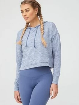 Image of Nike Yoga Jersey Crop Hoodie - Blue, Size S, Women