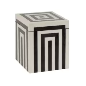 Image of Olivia's Donall Small Square Striped Trinket Box in Black & White