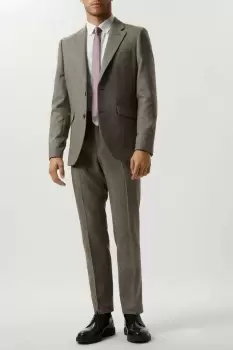 Image of Slim Fit Neutral Basketweave Tweed Suit Jacket