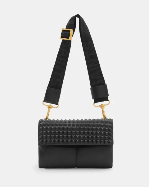 Image of AllSaints Ezra Studded Leather Crossbody Bag