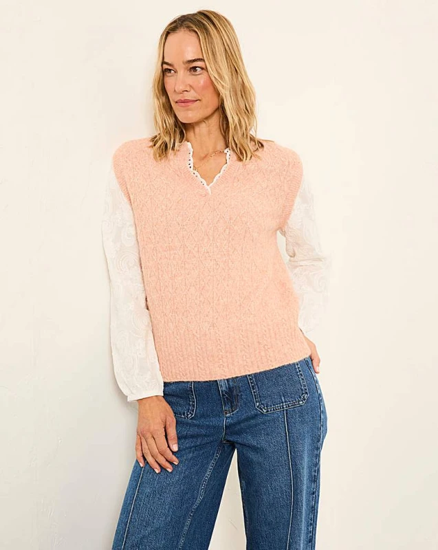 Image of FatFace FatFace Knitted Vest Pink - FatFace - Size: 16 Pink Female 16 RF86604