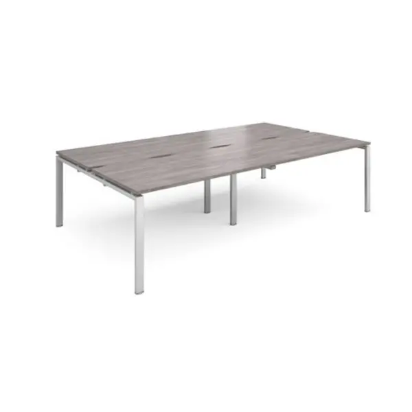 Image of Adapt Adapt sliding top double back to back desks 2800mm x 1600mm - silver frame, grey oak top STE2816-S-GO