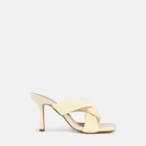 Image of Missguided Knot Square Toe Heeled Sandal - White