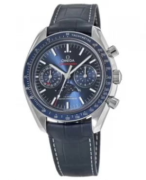 Image of Omega Speedmaster Moonphase Co-Axial Master Chronometer Chronograph Blue Dial Leather Strap Mens Watch 304.33.44.52.03.001 304.33.44.52.03.001