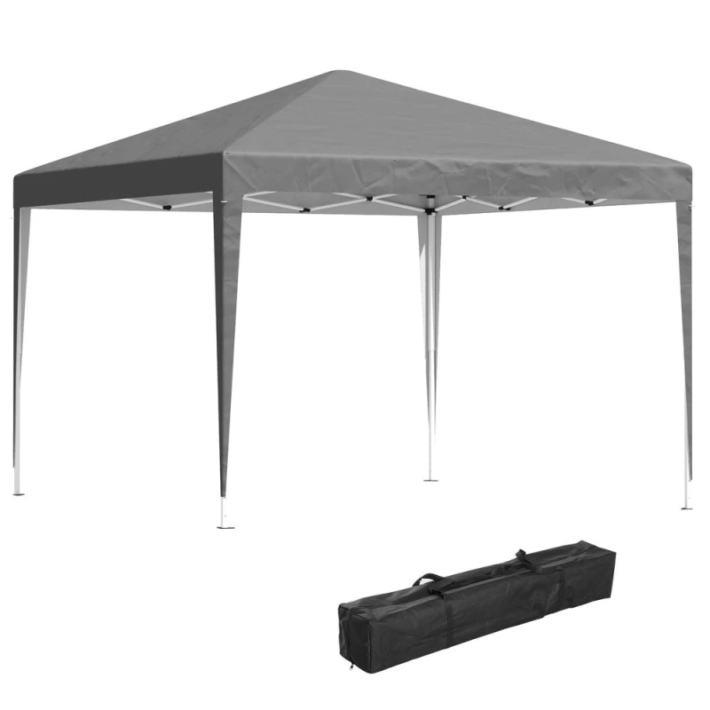 Image of Outsunny 3 x 3M Garden Pop Up Gazebo Height Adjustable Marquee Party Tent Wedding Canopy with Carrying Bag Grey - Outsunny 840-158V00GY