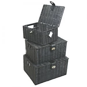 Image of ARPAN Storage Basket Plastic Black 36 x 28 x 18.5cm Set of 3