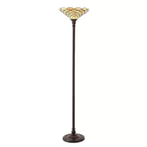 Image of Tiffany Pearl 1 Light Pearl Floor Lamp Uplighter Dark Bronze