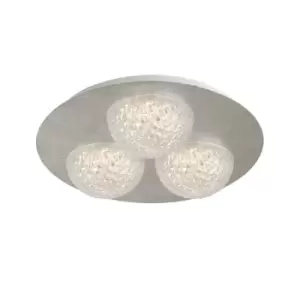 Image of 3 Light Round LED Ceiling Light - Silver Leaf With Clear Acrylic